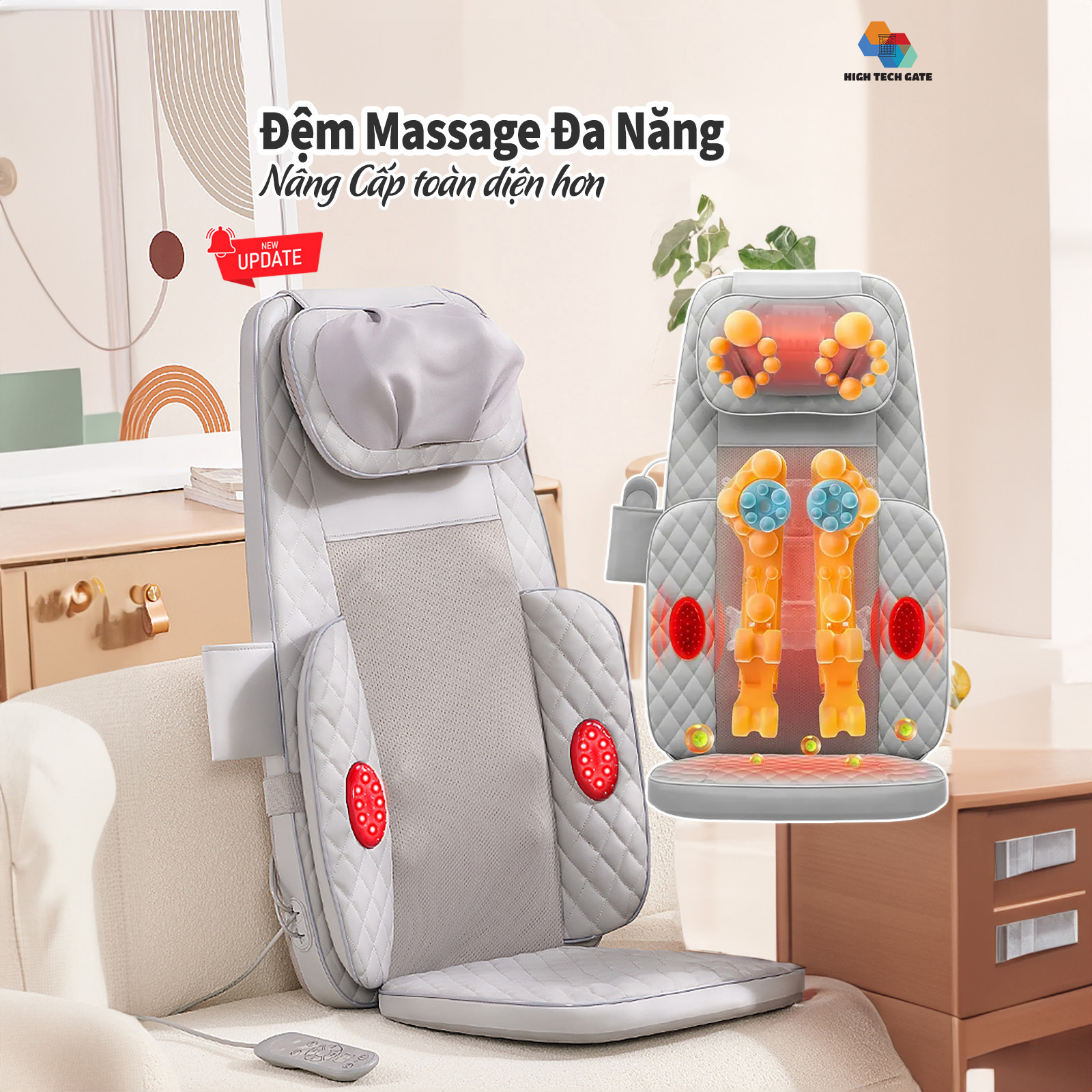 Model 918-7 Neck, Shoulder, Waist, Back Massage Cushion 3D Massage Mode, Integrated Infrared Heat, 3 Customizable Massage Intensities