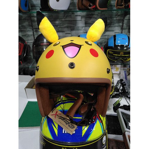 Mũ Bảo Hiểm 3/4 Có Tai Pikachu