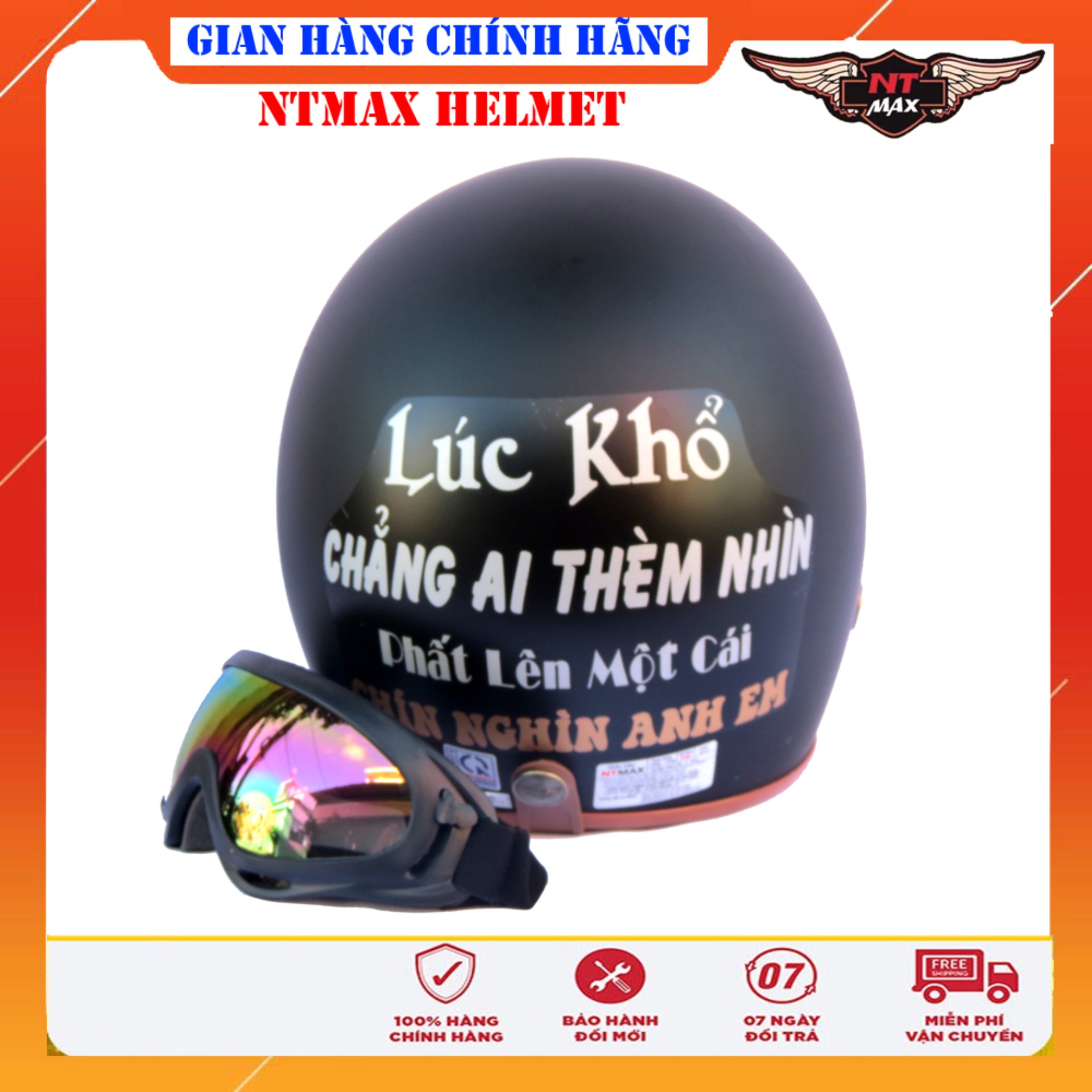 Mũ bảo hiểm NTMAX 3/4 cao cấp tem chữ siêu cute