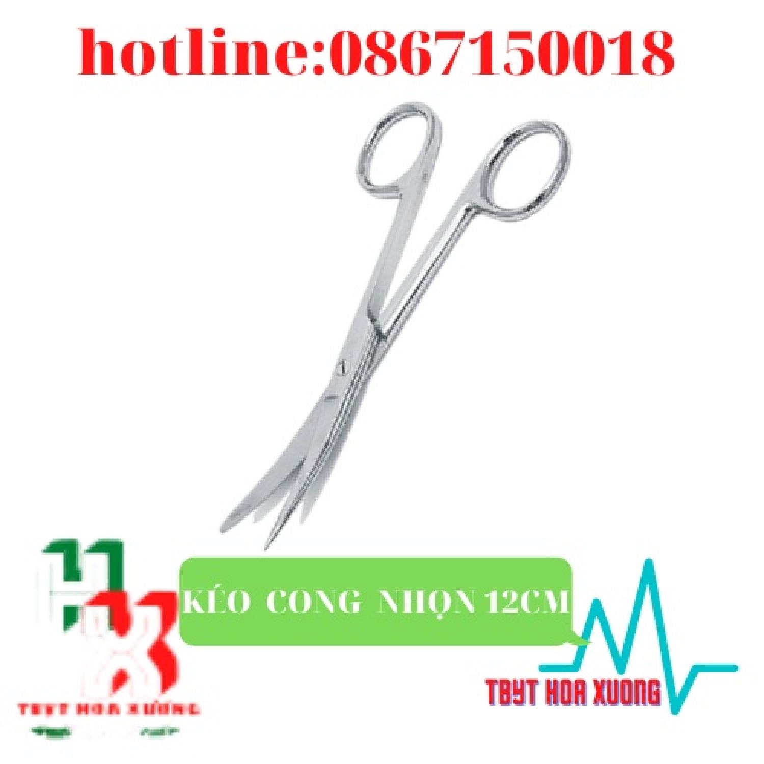 Kéo Y Tế Cong Nhọn 2 Đầu 12cm - Kéo Cắt Chỉ  Pakistan