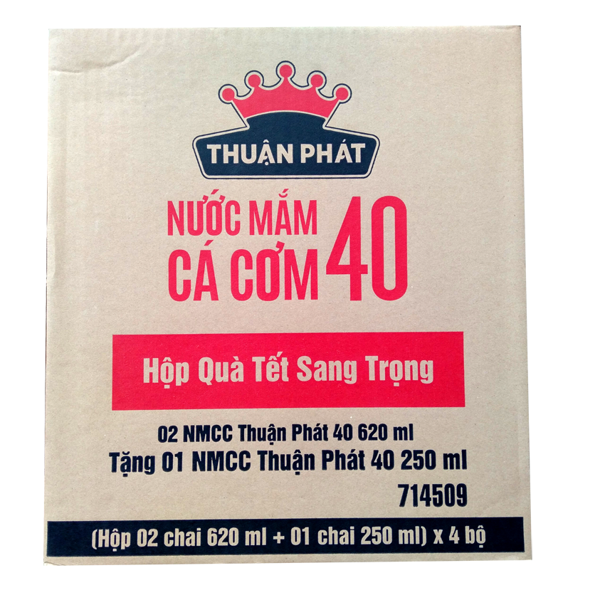 [Hộp Quà Tết] Nước Mắm Cá Cơm Thuận Phát Loại 40 Độ Đạm 620ml  (2 Chai Tặng 1 Chai Nhỏ 250ml)