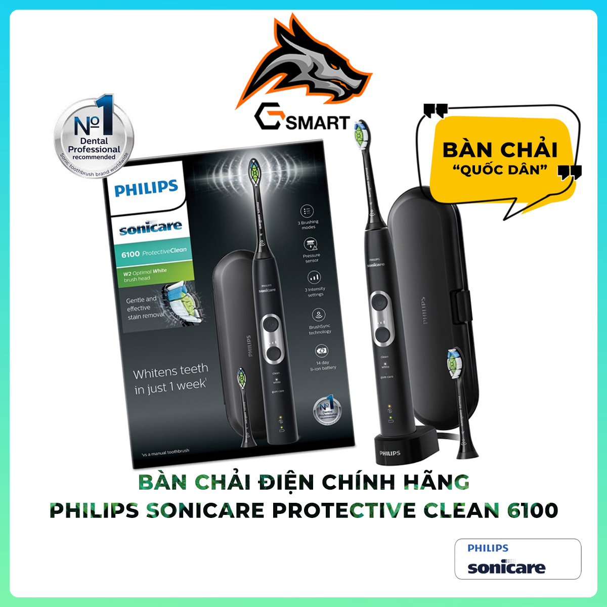 Bàn Chải Điện Philips Sonicare ProtectiveClean Optimal Clean 6100 Series (Fullbox USA)