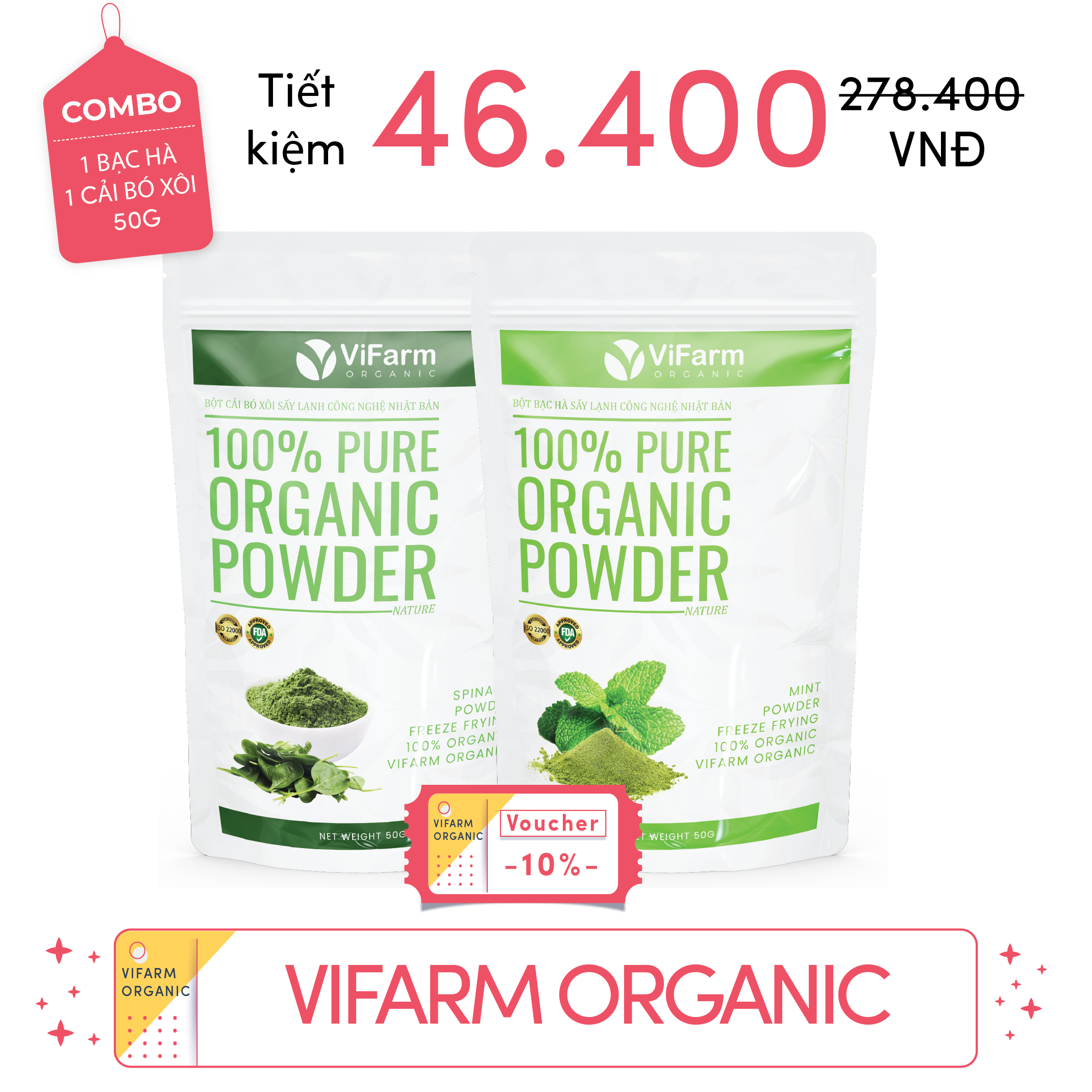 Bột Bạc Hà Nguyên Chất ViFarm 50g