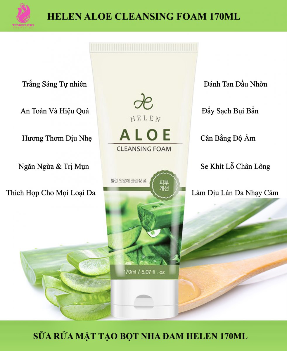 Sữa rửa mặt lô hội tạo bọt helen hàn quốc 170ml