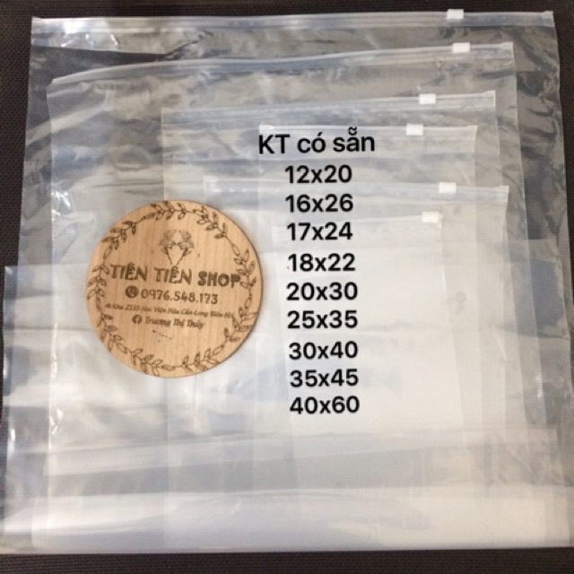 1kg túi zip khoá kéo trên thân có lỗ chọn size