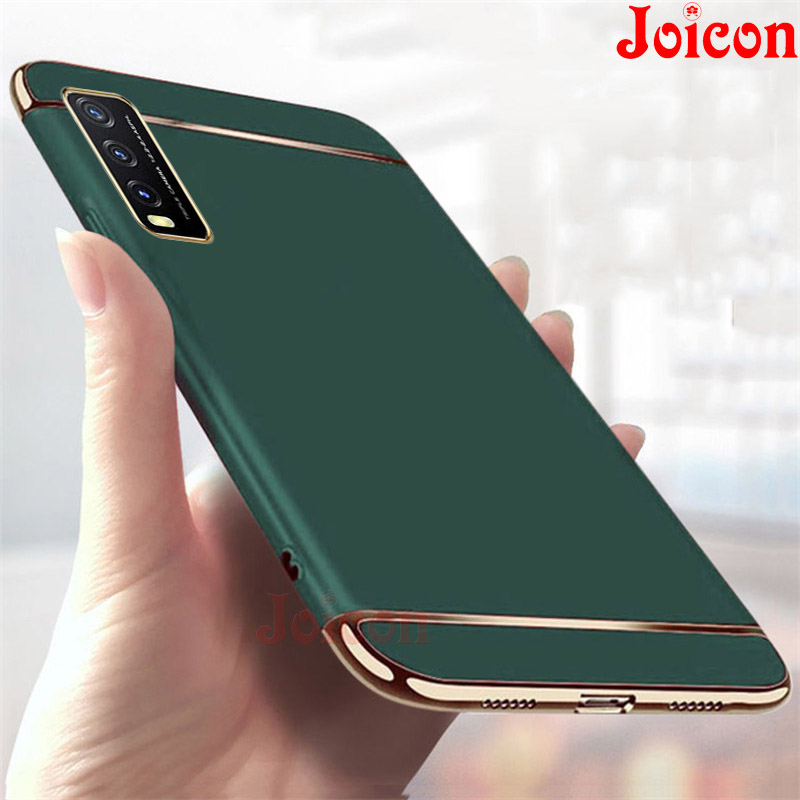 Ốp điện thoại mặt nhám 3 trong 1 có chất liệu nhựa cứng mạ chống va đập cho VIVO Y12s