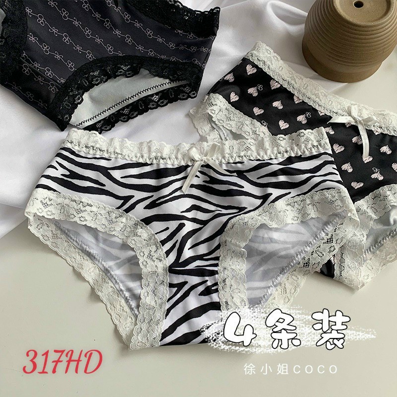 Set 5 quần chip/lót họa tiết da beo, họa tiết vằn Chất su lụa lạnh XINH