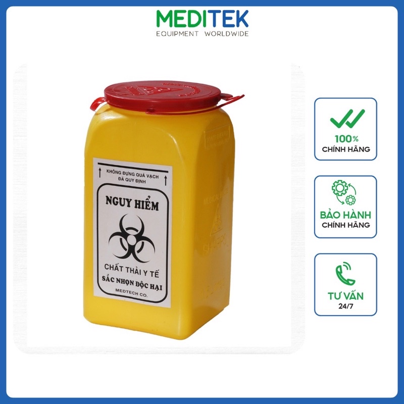 Bình hủy bơm kim tiêm nhựa, Bình đựng vật sắc nhọn loại 1,5l