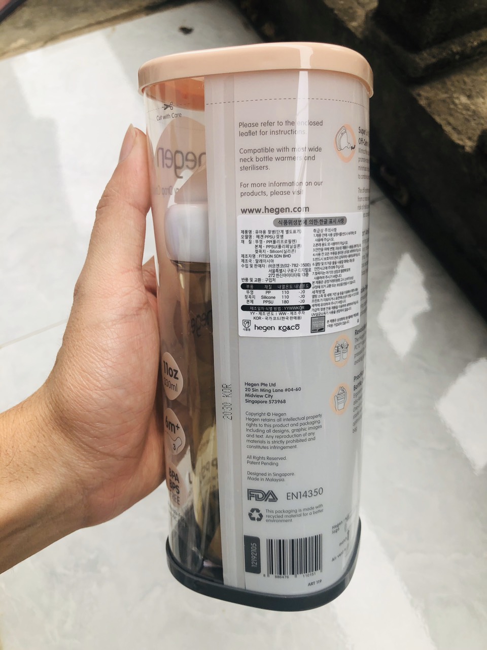 Bình sữa Hegen PPSU 330ml núm ti dành cho bé 6 tháng+