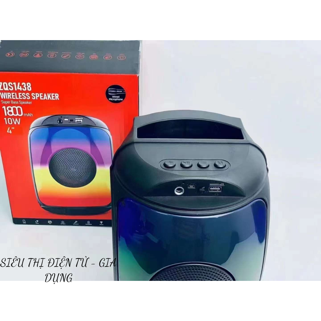 (GIÁ RẺ) - ( tặng kèm mic) - LOA BLUETOOTH ZQS – 1438 HOT