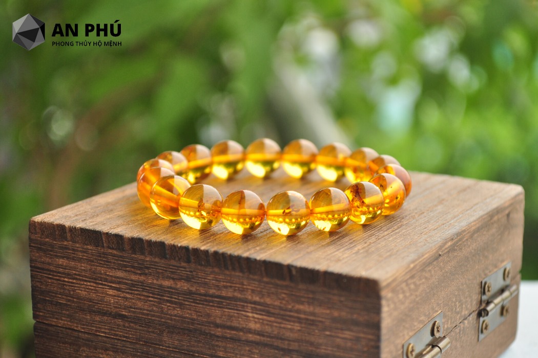 Vòng Hổ phách vàng cam Balan 108 hạt