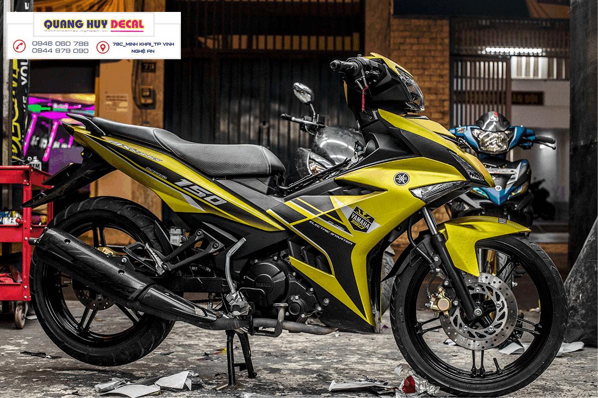 Tem trùm xe máy ex150  vàng đen- tem xe máy ex150 độ thiết kế theo yêu cầu - Chế độ tem trùm xe máy exciter 150 rẻ đẹp