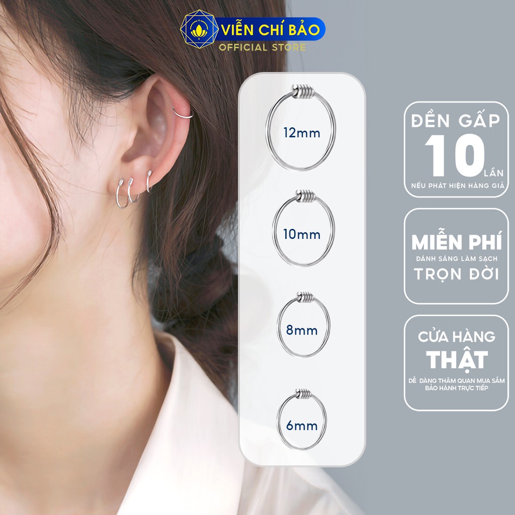 Khuyên tai bạc nữ vòng tròn lò xo chất liệu bạc 925 thời trang phụ kiện trang sức nữ Viễn Chí Bảo B400393