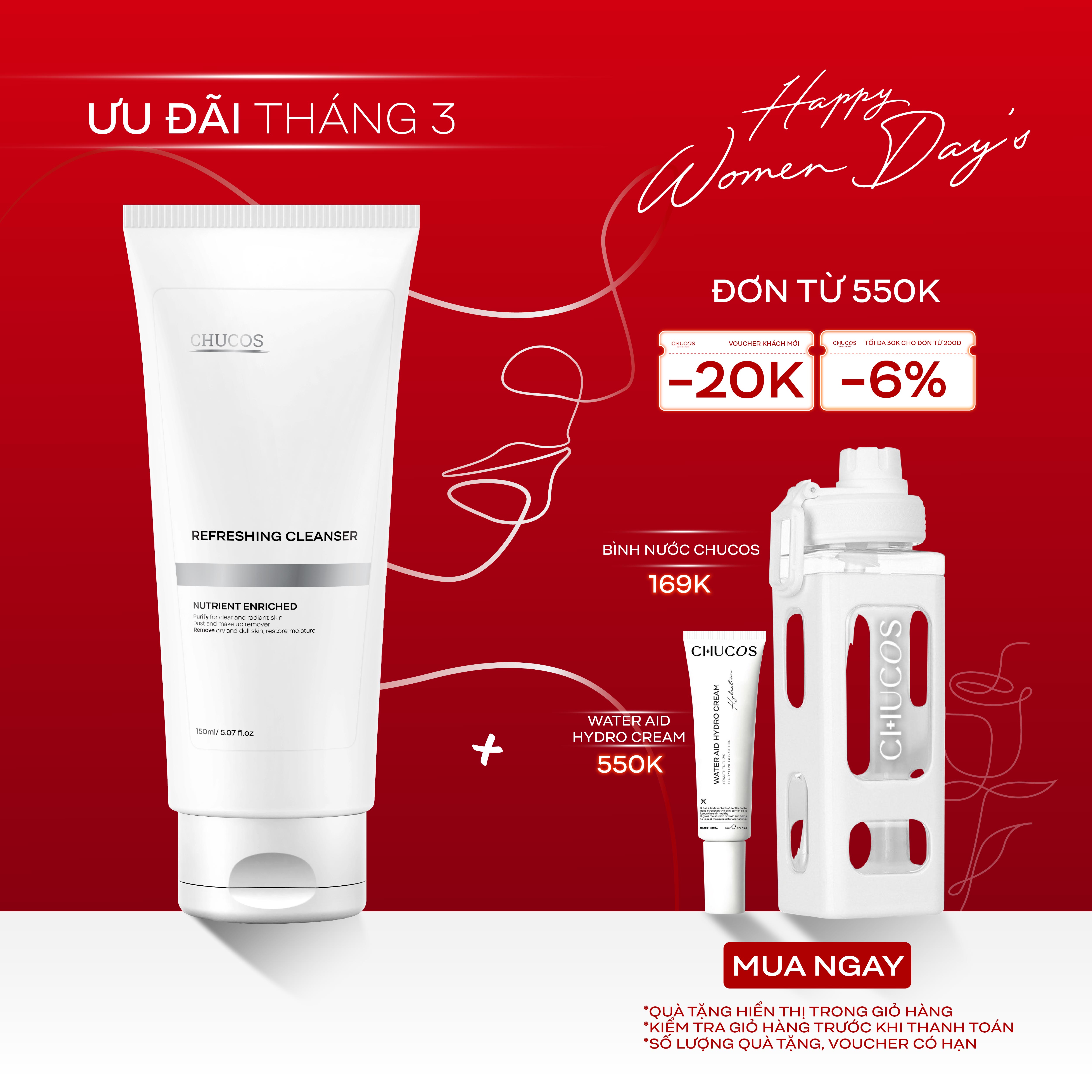 Sữa Rửa Mặt Cấp Ẩm Và Làm Sạch Sâu Chucos Refeshing Cleanser 150ml