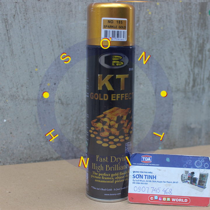 Sơn xịt Bosny KT Gold Effect - 185 (giả vàng ánh kim) - 1 chai