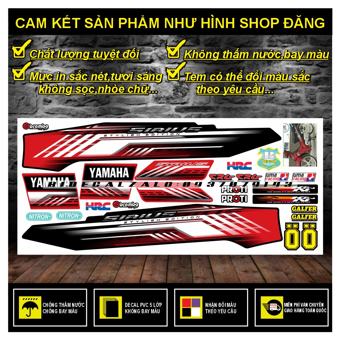 HCM-BIDECAL- TEM RỜI SIRIUS MẪU 2014 PHỐI ĐỎ ĐEN