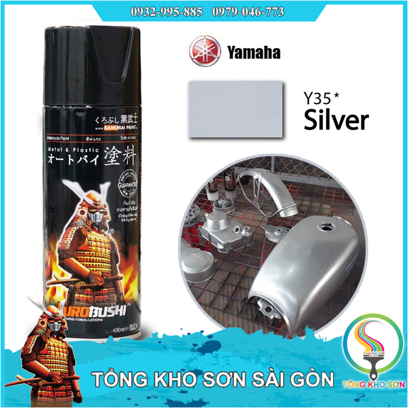 Sơn xịt samurai màu bạc silver y35