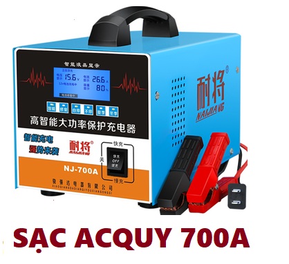 Máy sạc ắc quy tự động nj 700a-12v-24v- sạc công suất lớn 2ah-700ah có màn hình lcd báo volt dòng sạc