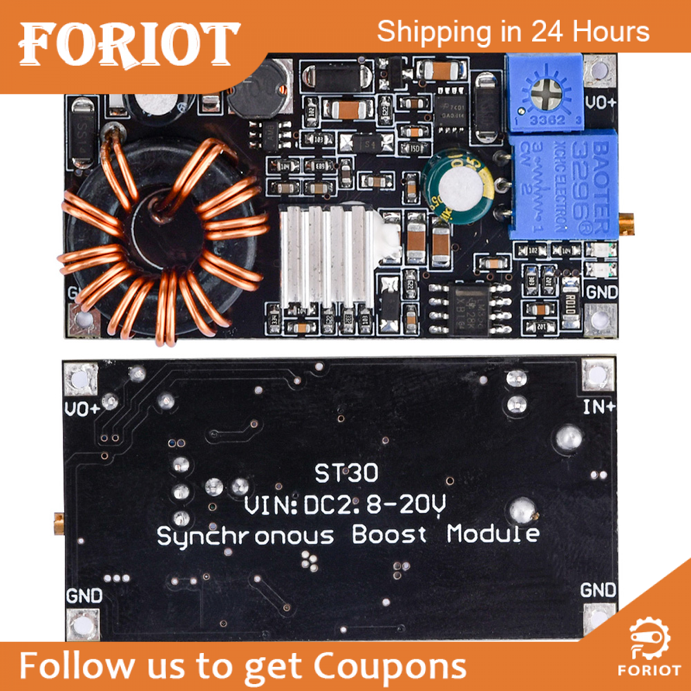 Foriot DC2.7-20V Low-voltage Boost Constant Voltage Constant Current Synchronous Rectifier Power Module with Short Circuit Protection