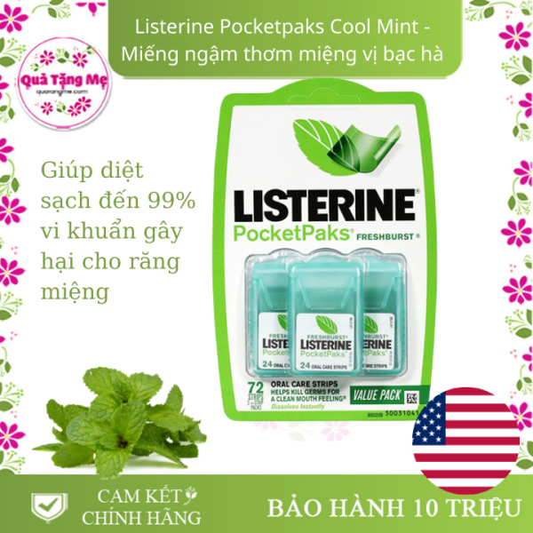 Miếng Ngậm Thơm Miệng Listerine Pocketpaks – Loại 3 vỉ X 24 Miếng