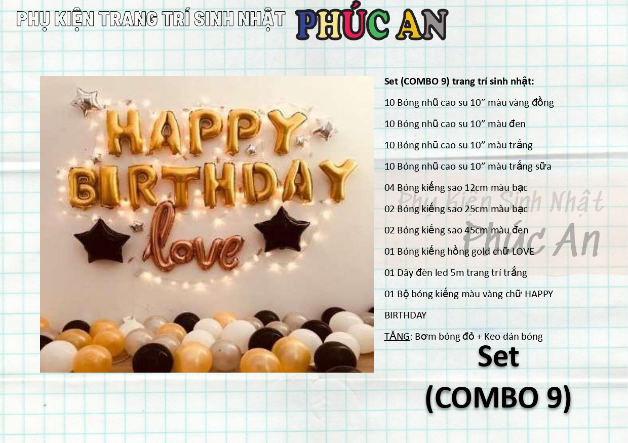 [Ảnh thật] Set trang trí sinh nhật Hàn Quốc HPBD (COMBO 42)