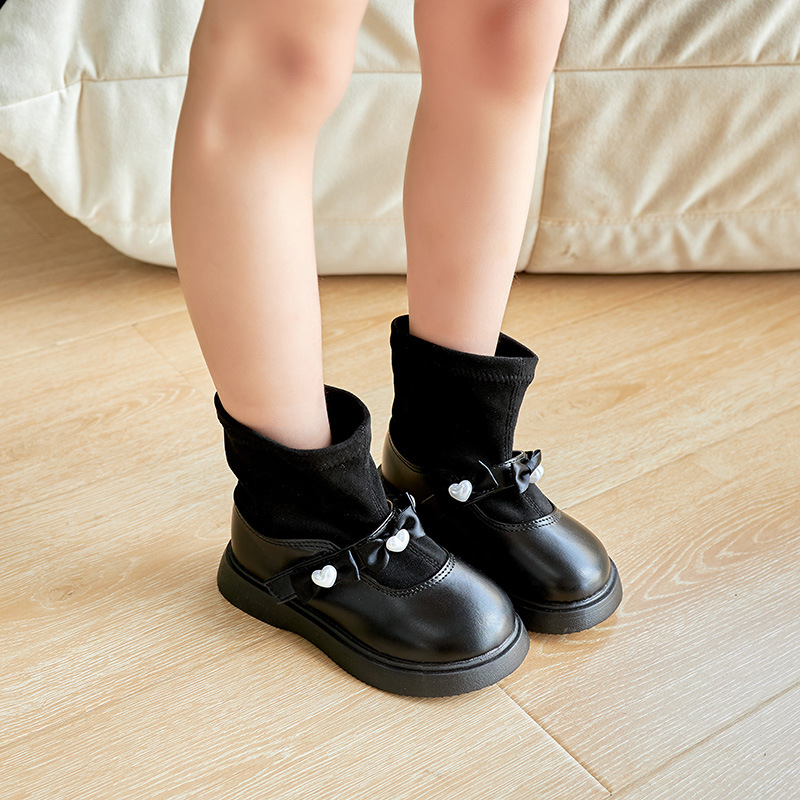 Giày Bốt Da Cho Bé Cổ Chun Siêu Chất, Giày Boot Da Bé Gái Đế Êm Nhẹ (E-3)