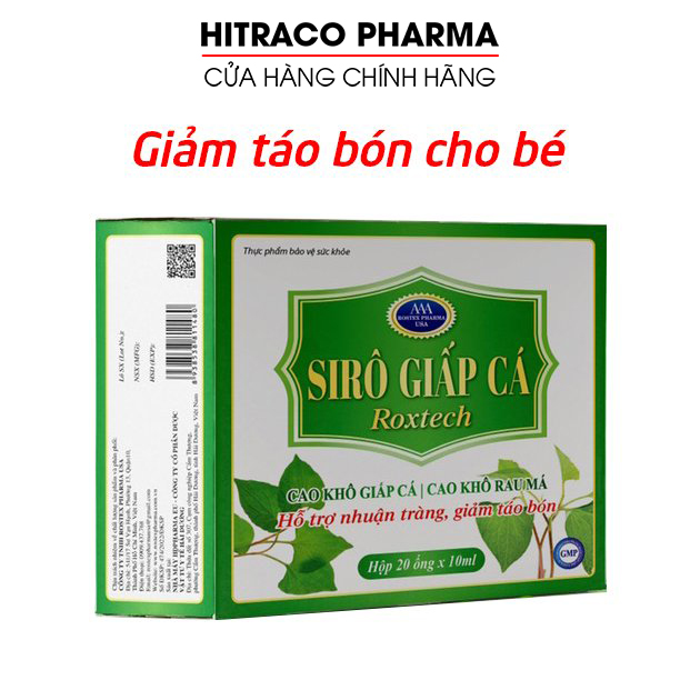 Siro Giấp Cá giảm táo bón tăng chất xơ cho bé giúp nhuận tràng tiêu hóa tốt thành phần thảo dược - Hộp 20 ống siro ngọt nhẹ
