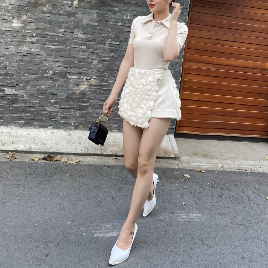 COCO SIN - Váy Linen Phối Ren Hoa Nude