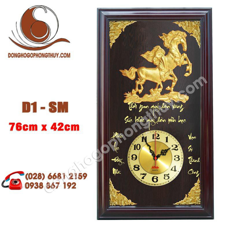 [HCM]ĐỒNG HỒ GỖ SONG MÃ CAO CẤP MẠ VÀNG
