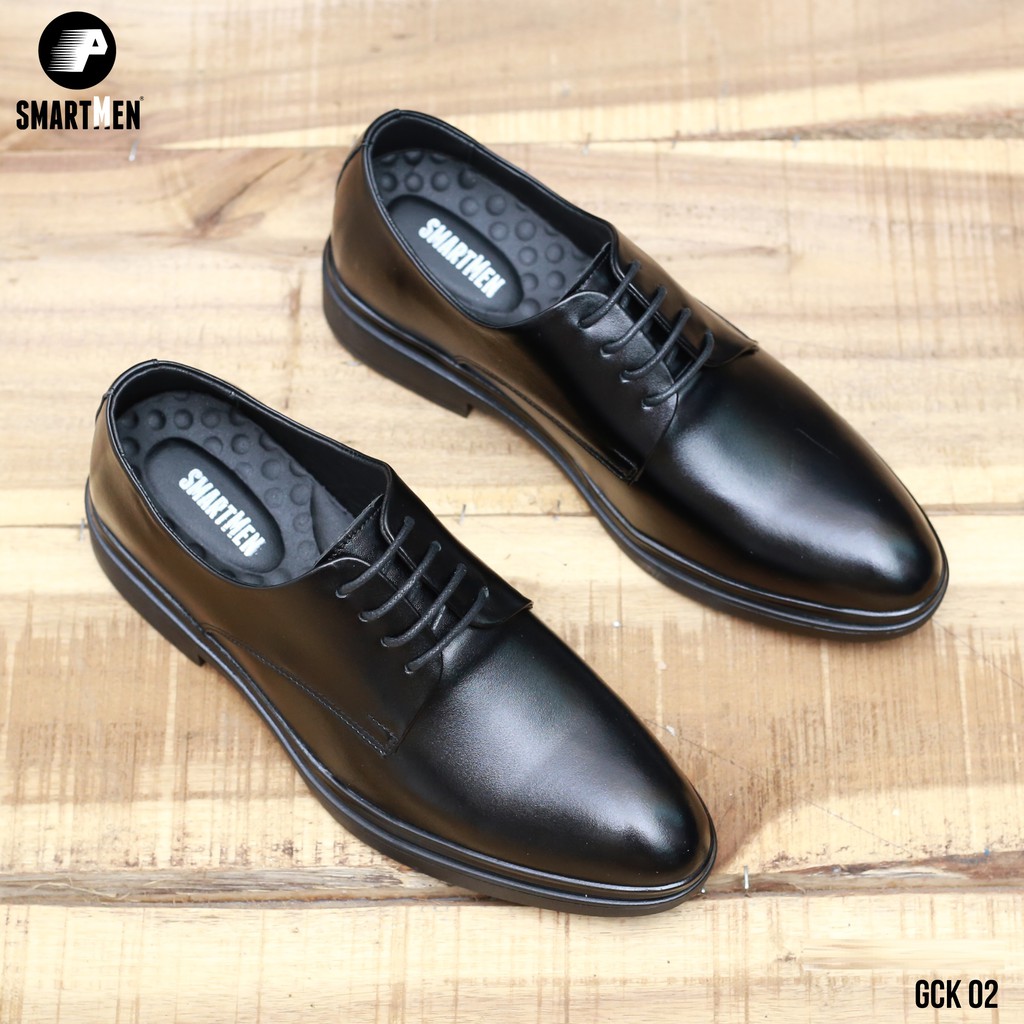 Giày Tây Da bò Tăng chiều cao SMARTMEN GCK-02 Đen