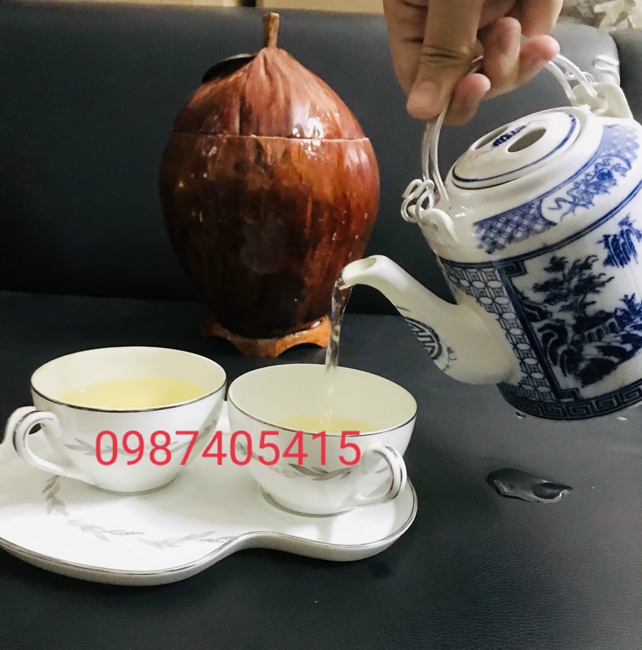[Freeship] Bình đựng ấm trà trái dừa loại 1,2 lít