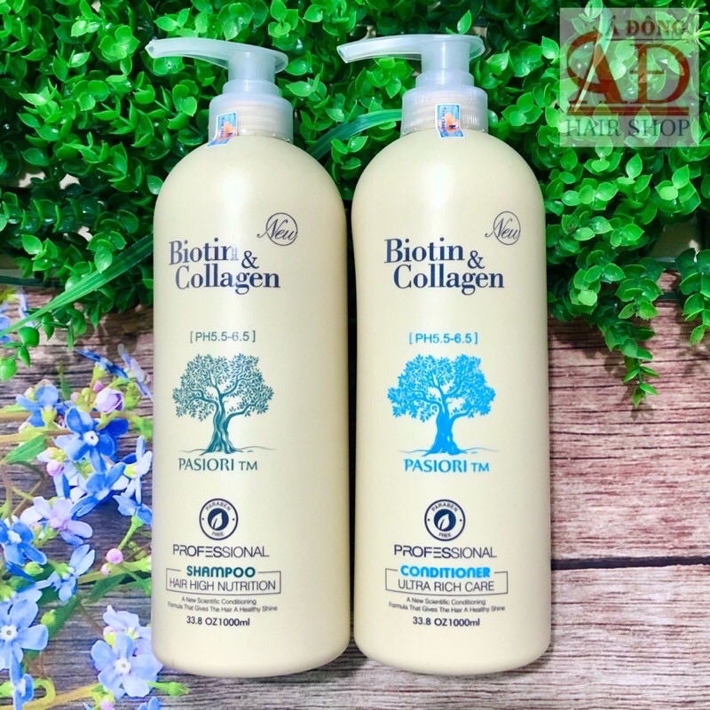 Cặp dầu gội xả Biotin collagen trắng (Dung tích mỗi chai 1000 ml)