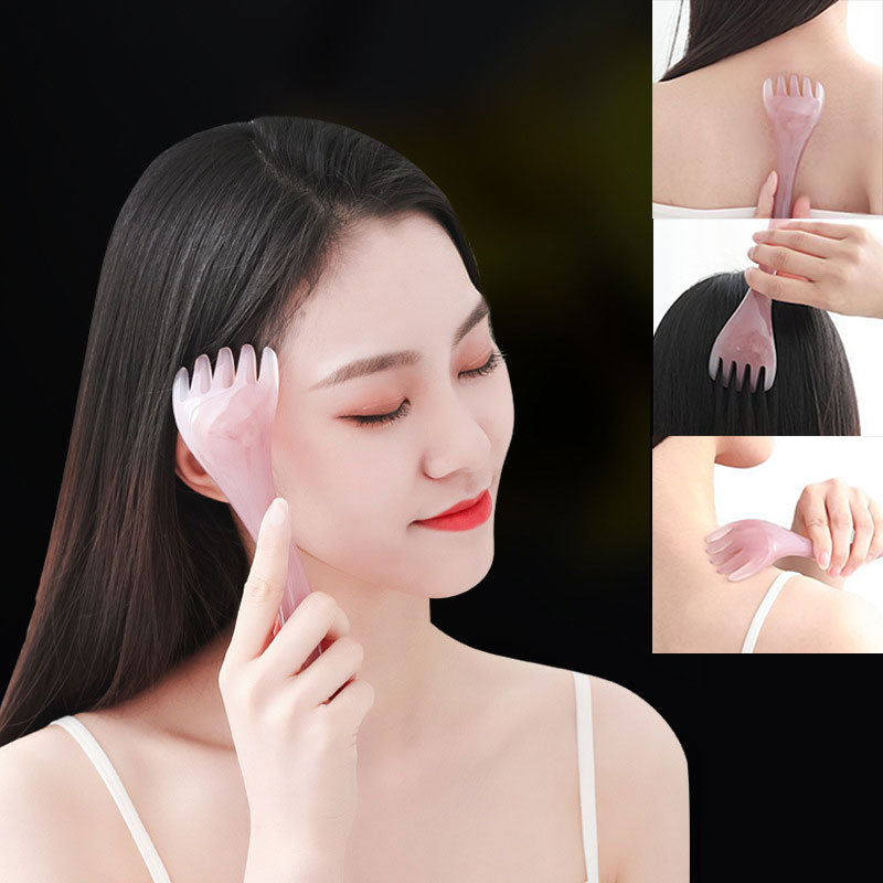 🎀ZONGLONG🎀 Lược mát xa đầu sáp ong bằng nhựa dụng cụ mát xa Lược năm móng Gậy gua SHA