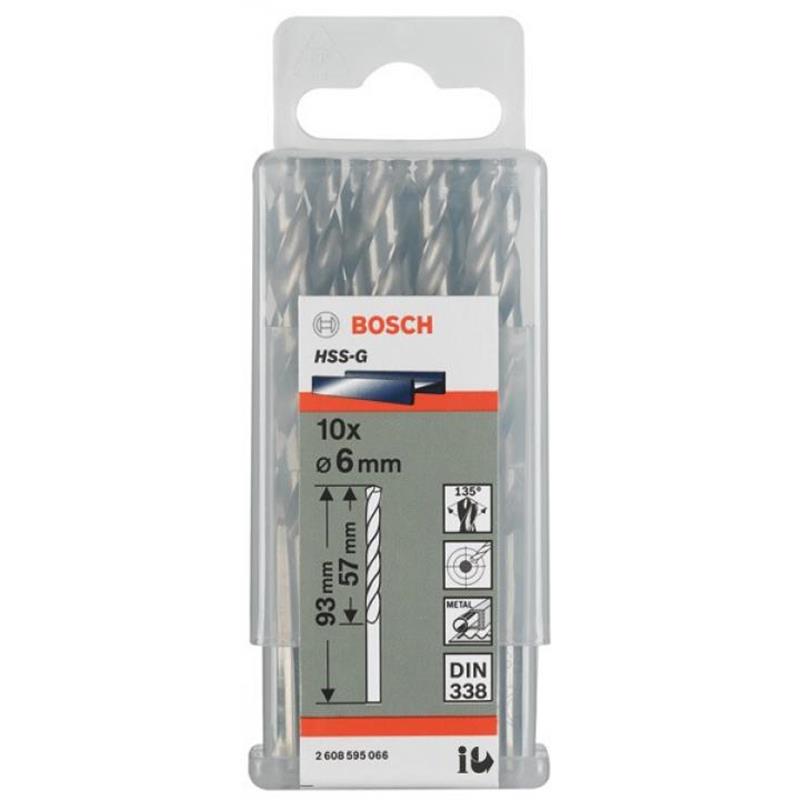 Mũi khoan sắt Bosch HSS-G 6mm (10 mũi)