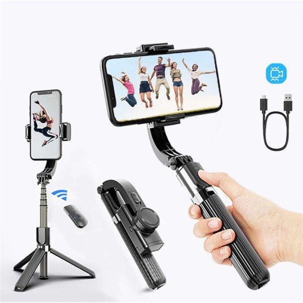 Gậy chụp ảnh Gimbal L08 chống rung quay Video chuyển động cho Livestreamer vloger chuyên nghiệp - Gimbal L08 Tripod 3 chân chắc chắn, xoay 360 độ, Dành Cho Điện Thoại Thông Minh, gập gọn nhỏ nhẹ nhất PIN dùng liên tục trong 8H