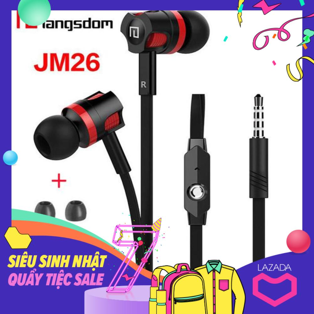 Tai nghe nhét tai earphone Langsdom JM26 Super Bass cho âm thanh trung thực tích hợp nút nghe gọi trên dây