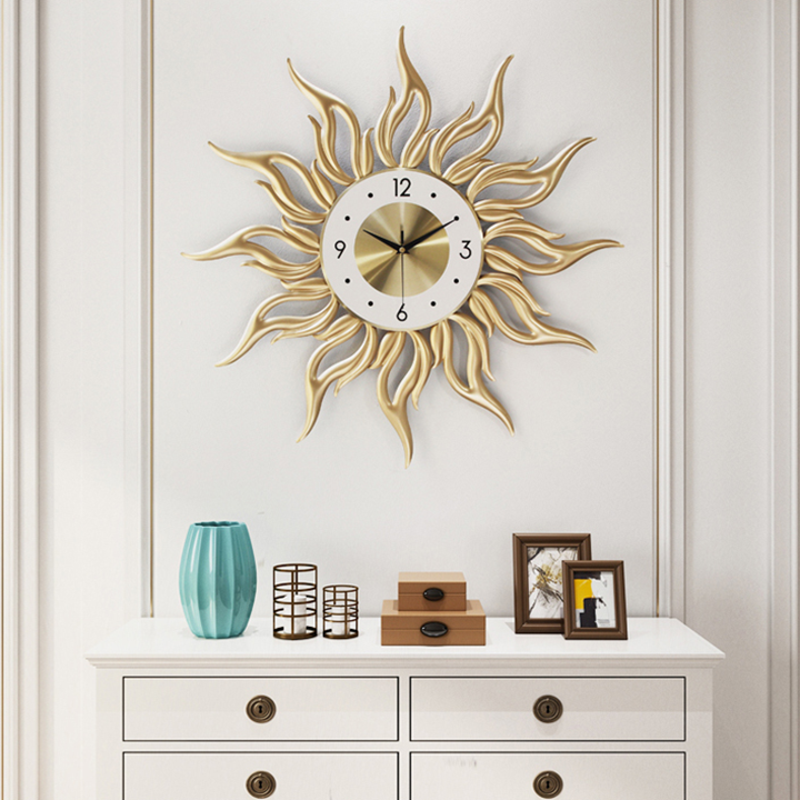 Đồng Hồ Treo Tường Cao Cấp - Đồng hồ mặt trời nghệ thuật - Đồng hồ treo tường kim trôi hình tròn decor trang trí phòng khách, phòng ngủ, spa - Quà Tân Gia