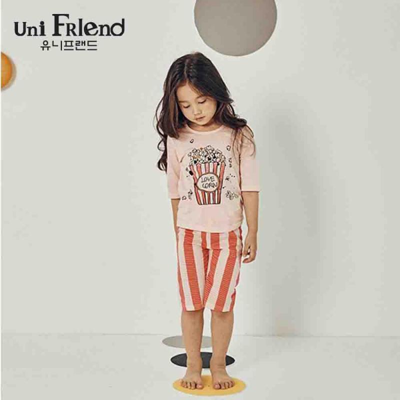 Nơi bán Đồ bộ mặc nhà bé gái Unifriend thun lửng hoạ tiết dễ thương U9SSTL19