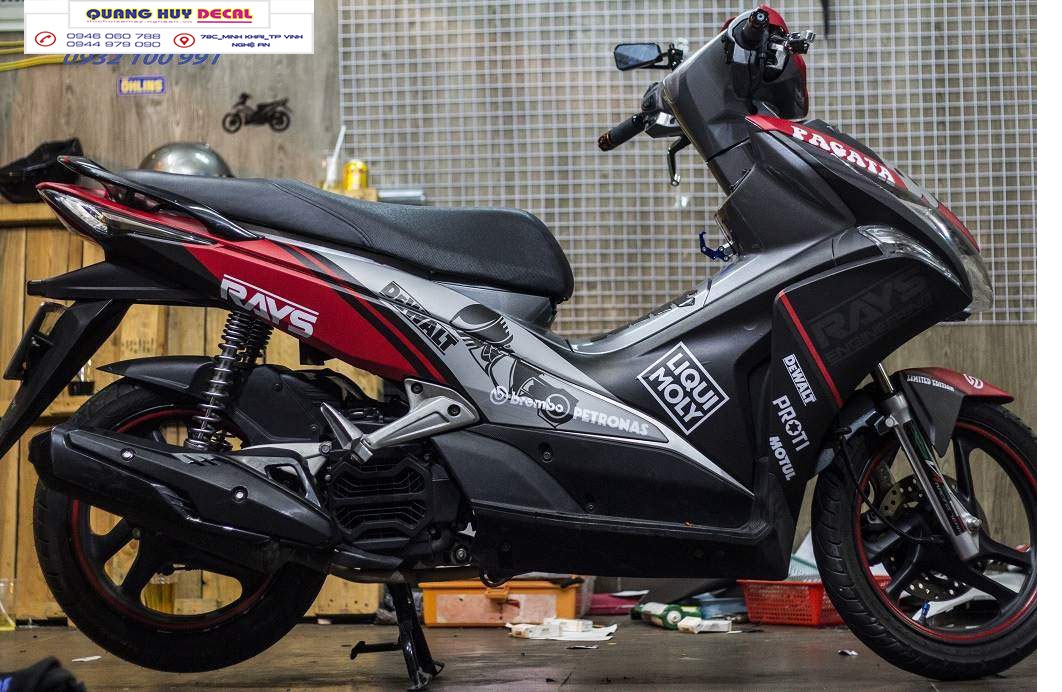 Tem trùm air blade đỏ xám đen(2011), tem trùm xe air blade, tem xe ab, tem dán xe máy ab đỏ xám đen