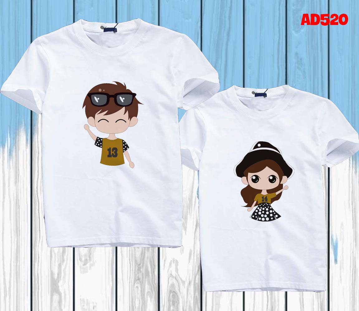 Áo thun cặp đôi tình nhân nam nữ hình chibi