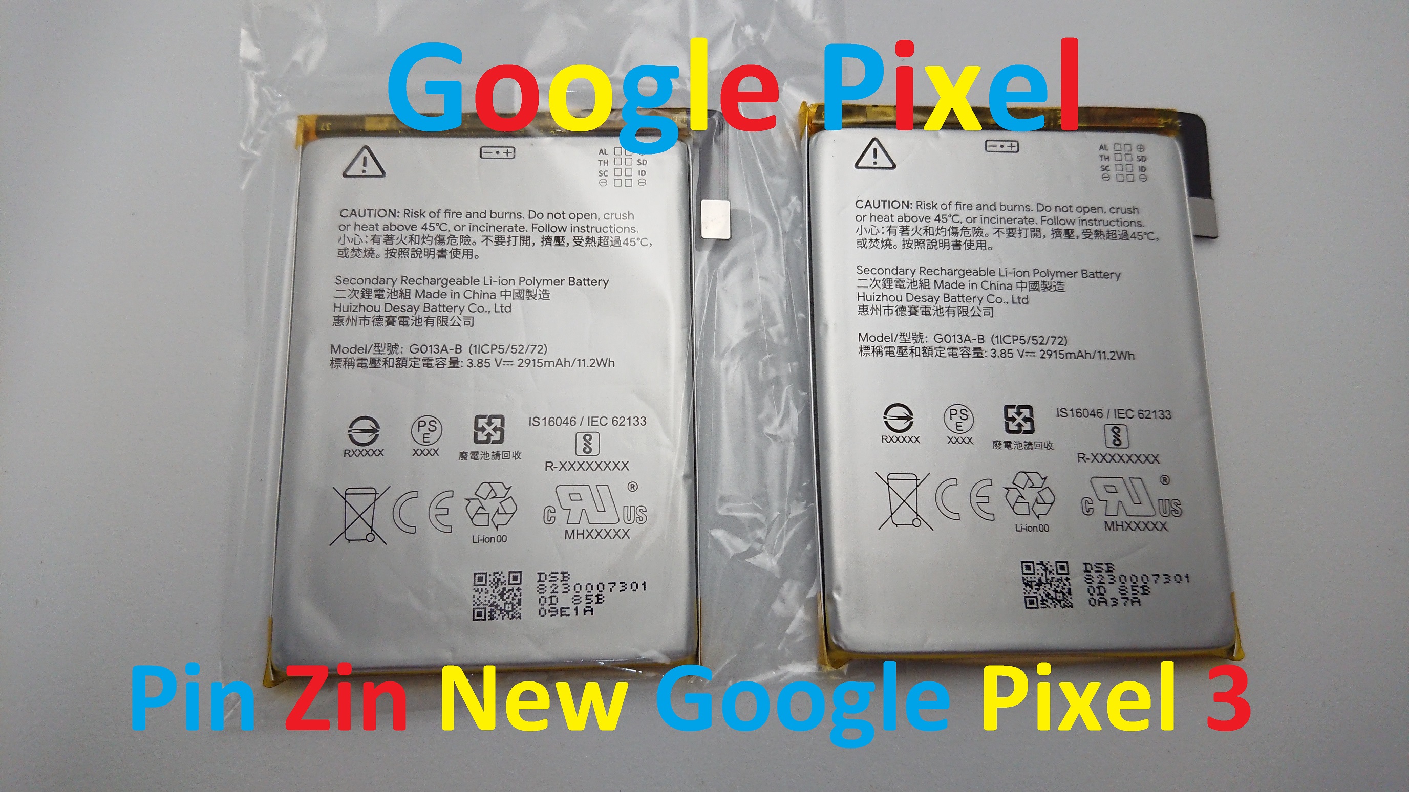 PIN ZIN NEW-ORIGINAL BATTERY GOOGLE PIXEL 3 : G013A-B