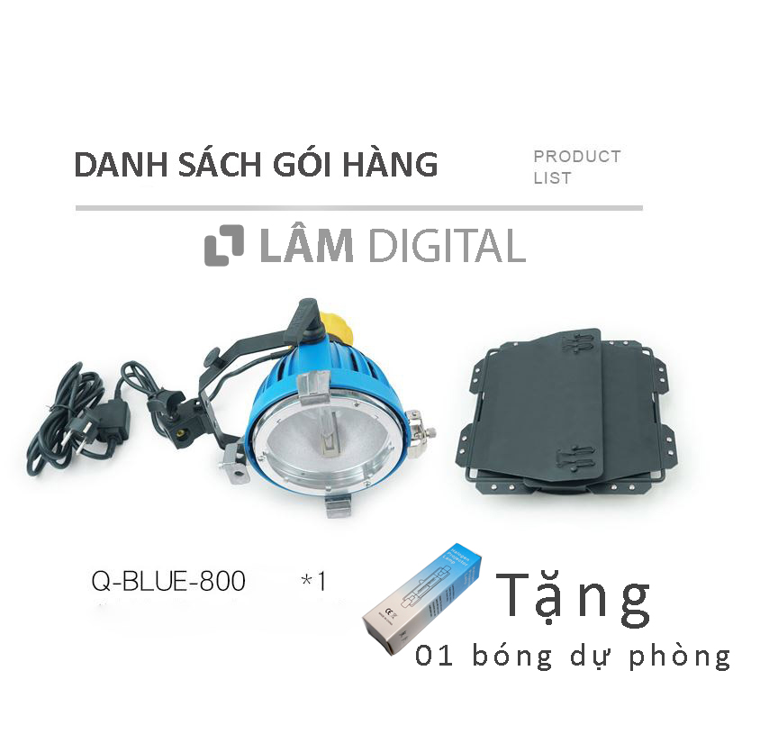 ĐÈN PHA STUDIO HALOGEN 800W QBLUE-800 (ÁNH SÁNG ẤM)