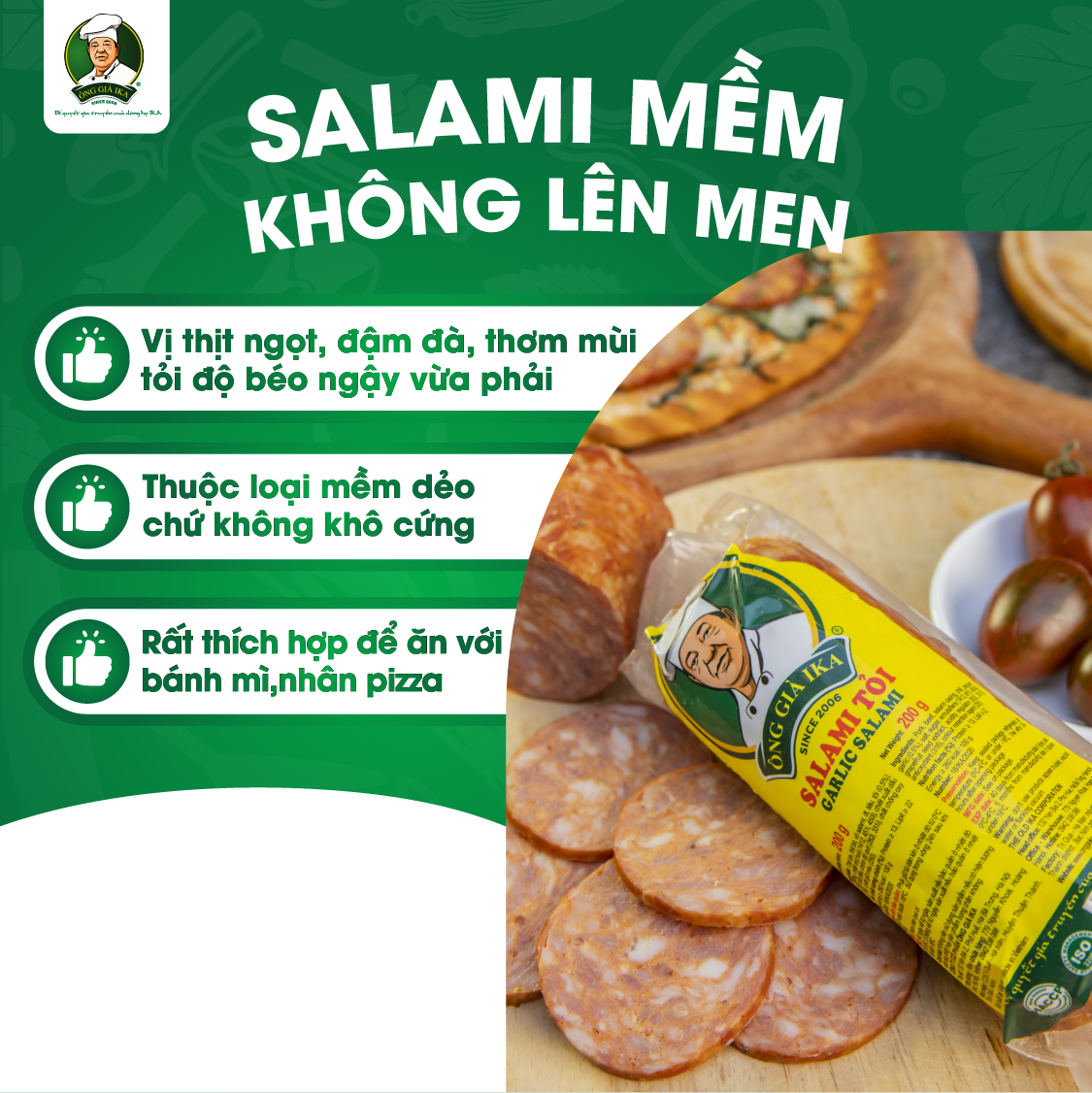 [  Chỉ giao HCM & Hà Nội ] Salami tỏi 200g Ông già Ika