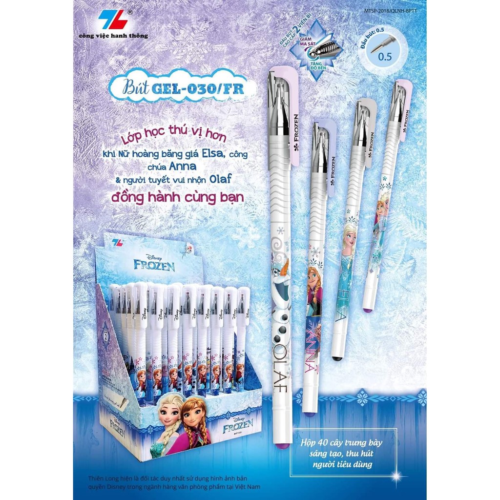 [HCM]Bút gel Thiên Long disney frozen gel-030/fr nét 0.5mm 2 viên bi (hộp 20 cây) đa dạng mẫu mã chất lượng sản phẩm đảm bảo và cam kết hàng đúng như mô tả