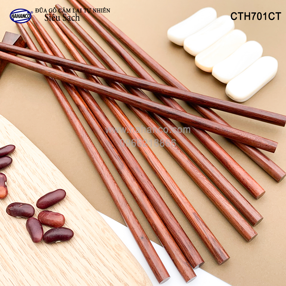 Đũa tròn gỗ Cẩm Lai Siêu sạch (10 đôi) gỗ tự nhiên vân đẹp /Chopstick of HAHANCO (CTH701CT)