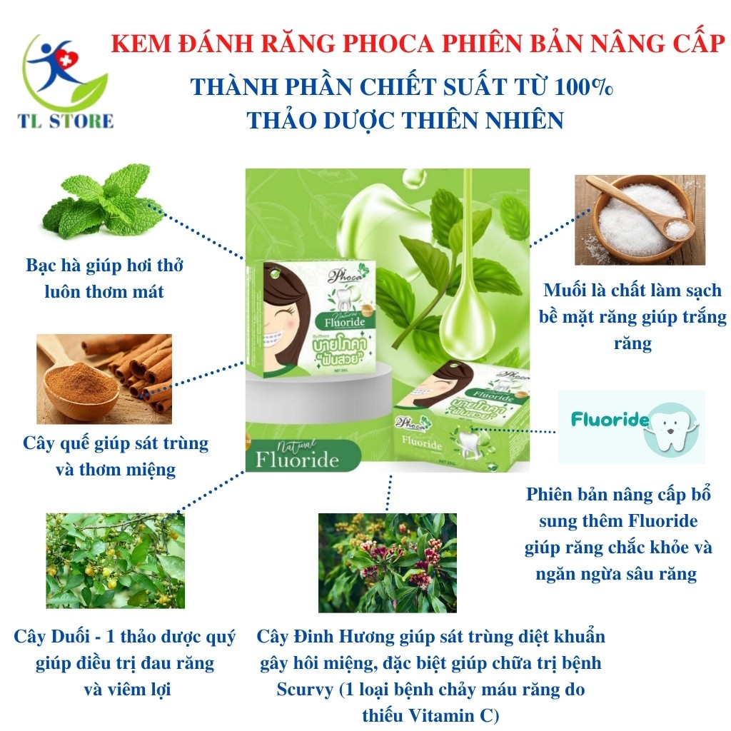 Kem đánh răng Phoca Thái Lan 25g