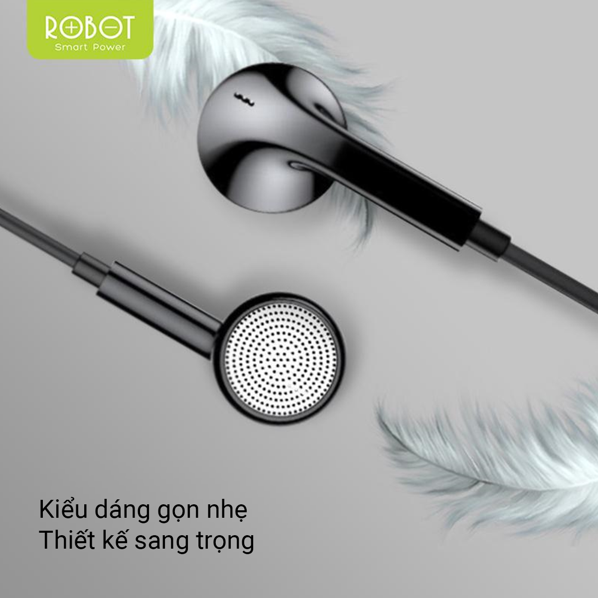ROBOT RE601 Tai Nghe Nhét Tai Có Dây Âm Thanh HD Trong Rõ Nghe Nhạc Chơi Game Có Micro Đàm Thoại Cổng 3.5mm tương thích với điện thoại Samsung Oppo Xiaomi Huawei iphone l HÀNG CHÍNH HÃNG