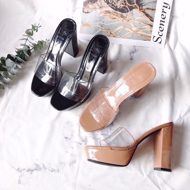 [RẺ VÔ ĐỊCH] DÉP CAO GÓT QUAI TRONG GÓT VUÔNG 12P[ ĐÚP TRƯỚC DỄ ĐI CỰC HOT HIT - G591