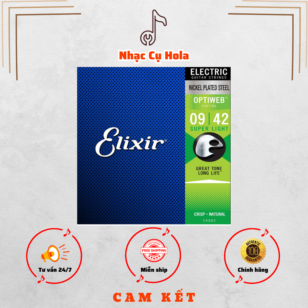 Dây đàn Guitar điện Elixir 19002 Optiweb Super Light Electric Guitar Strings 09-42