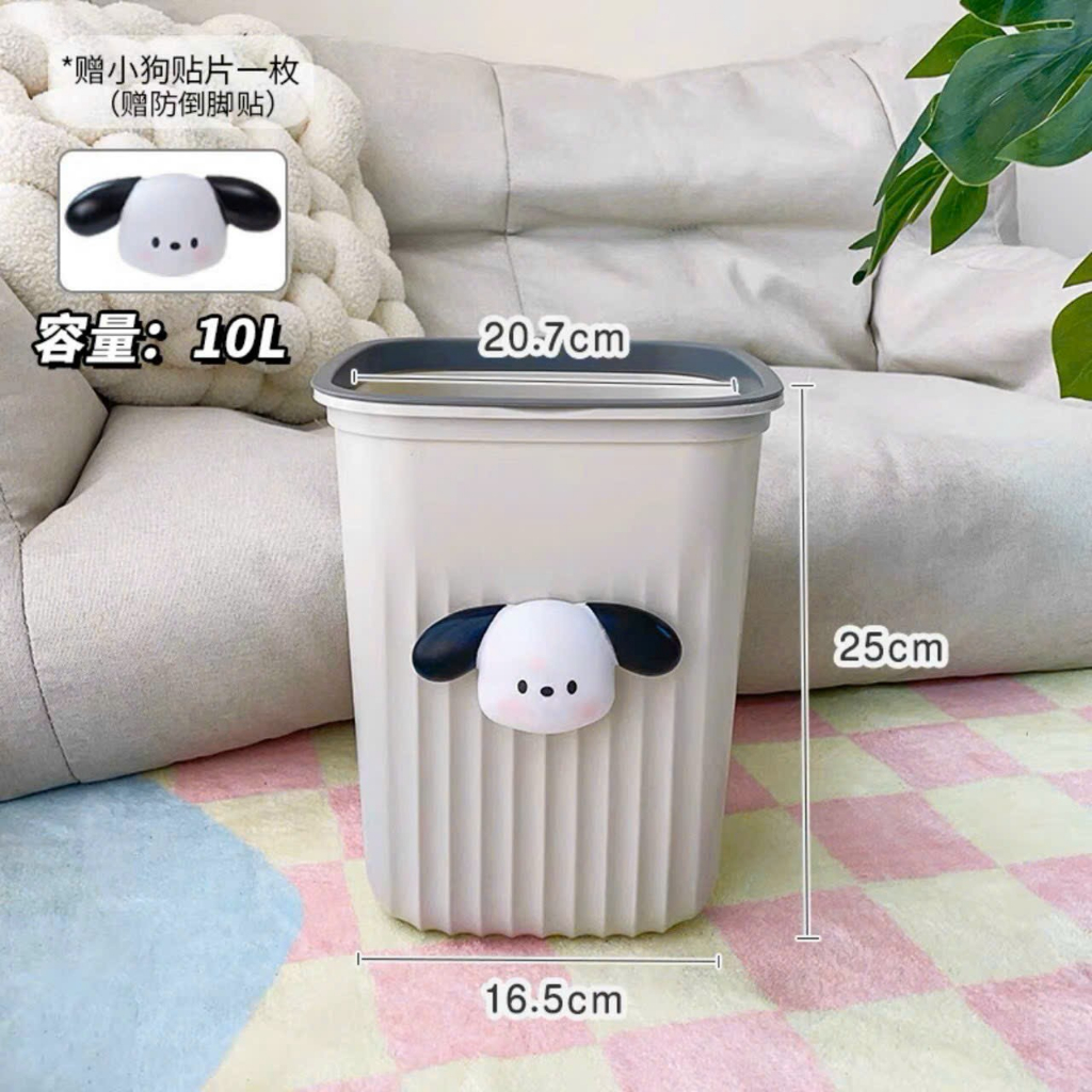 Thùng đựng rác mini để văn phòng/phòng ngủ đính hình chú chó xinh xắn nhiều kích thước